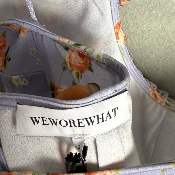 Brand New WeWoreWhat Women's Ruffle Halter Midi Dress Vintage Roses Purple S - Picture 7 of 12